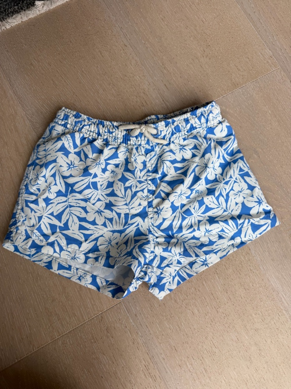 Zara Blue and White Floral Swim Trunks - Kids